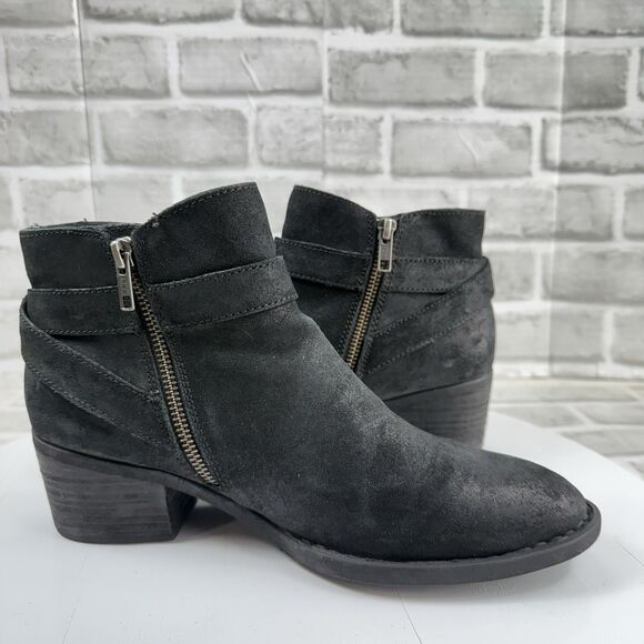 Born Jorgette Suede Black Leather Women's Size 9.5 Buckle Western Ankle Boots - Picture 3 of 14